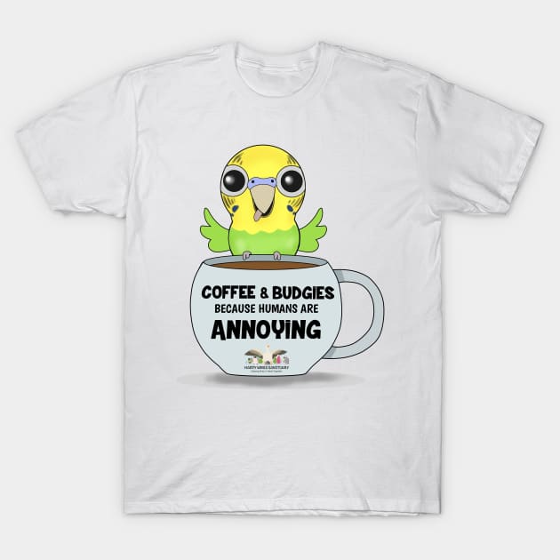 Coffee & Budgies! T-Shirt by HappyWings